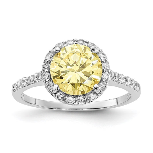 Shop Exclusive Rhodium-Plated Sterling Silver Halo Ring, 14K Gold Accent, Stylish CZs