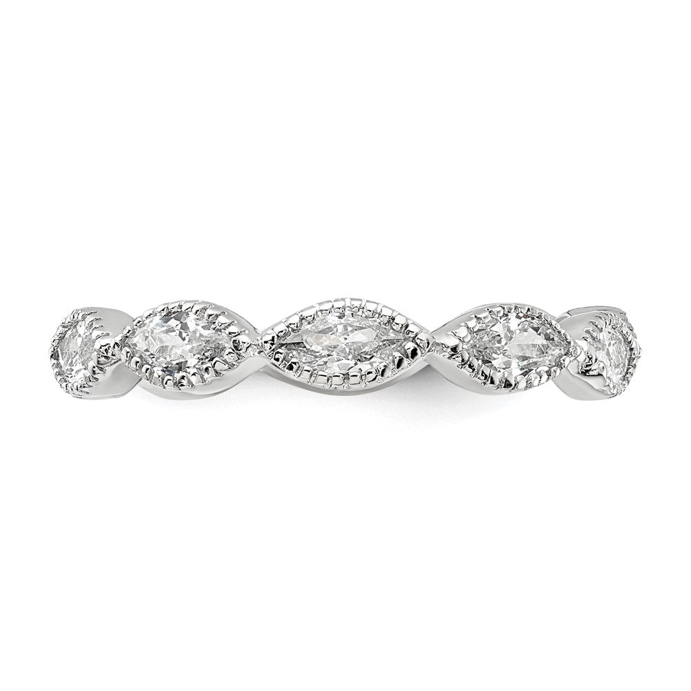 High-Quality Cheryl M Sterling Silver Rhodium-Plated Beaded CZ Ring - Stylish!