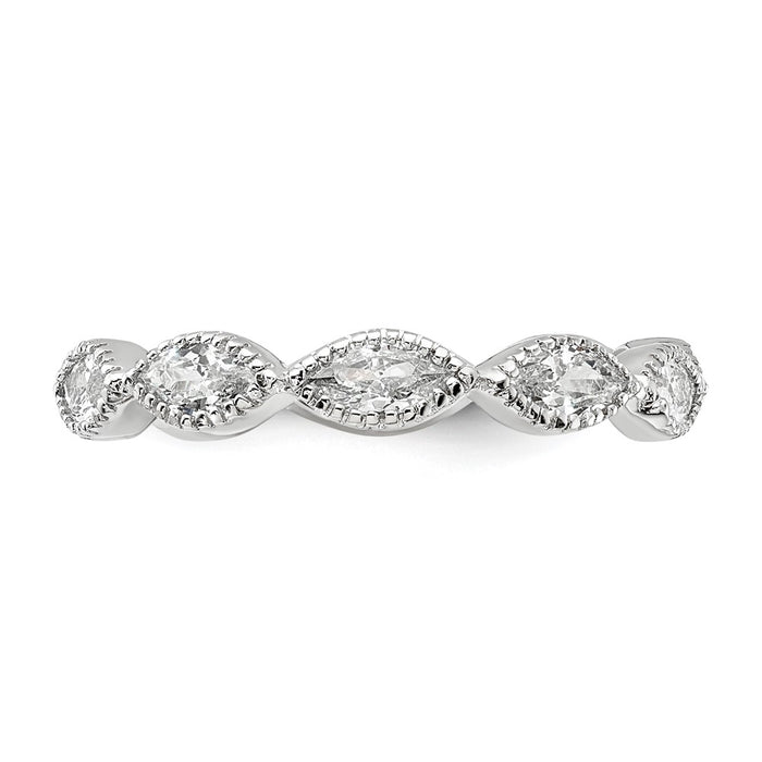High-Quality Cheryl M Sterling Silver Rhodium-Plated Beaded CZ Ring - Stylish!-3