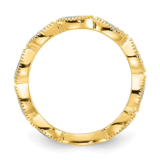 Buy Stylish Beaded Navette CZ Ring - Polished 925 Sterling Silver, 14K Gold-Plated