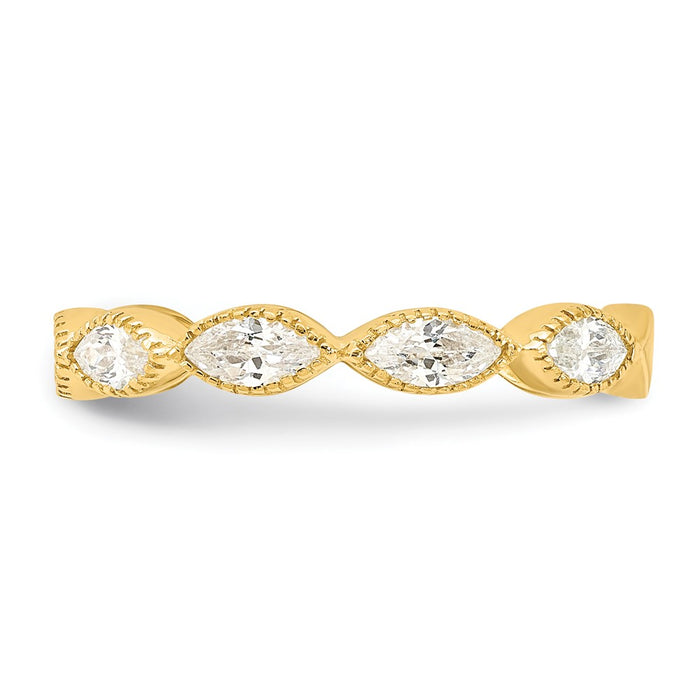 Buy Stylish Beaded Navette CZ Ring - Polished 925 Sterling Silver, 14K Gold-Plated-3