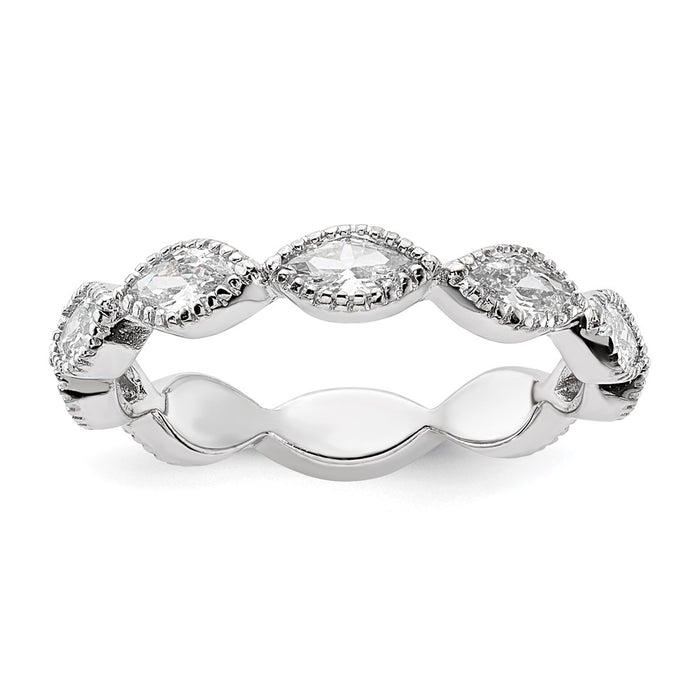 Shop Stylish Cheryl M Polished Rhodium-Plated Sterling Silver CZ Ring, 14K Value-1