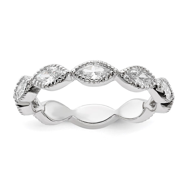 Cheryl M Sterling Silver Rhodium-Plated CZ Ring - Style GR1-1007929