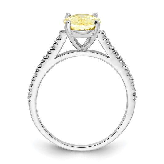 High-Quality Cheryl M Polished Oval Yellow & White CZ Ring - Stylish Silver Design