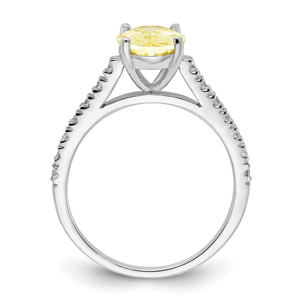 Cheryl M Polished Oval CZ Ring - Rhodium-Plated Sterling Silver