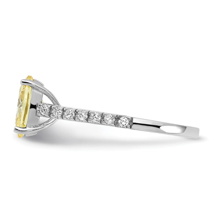 Exclusive Cheryl M Polished Oval Yellow & White CZ Ring | Affordable Luxury-3