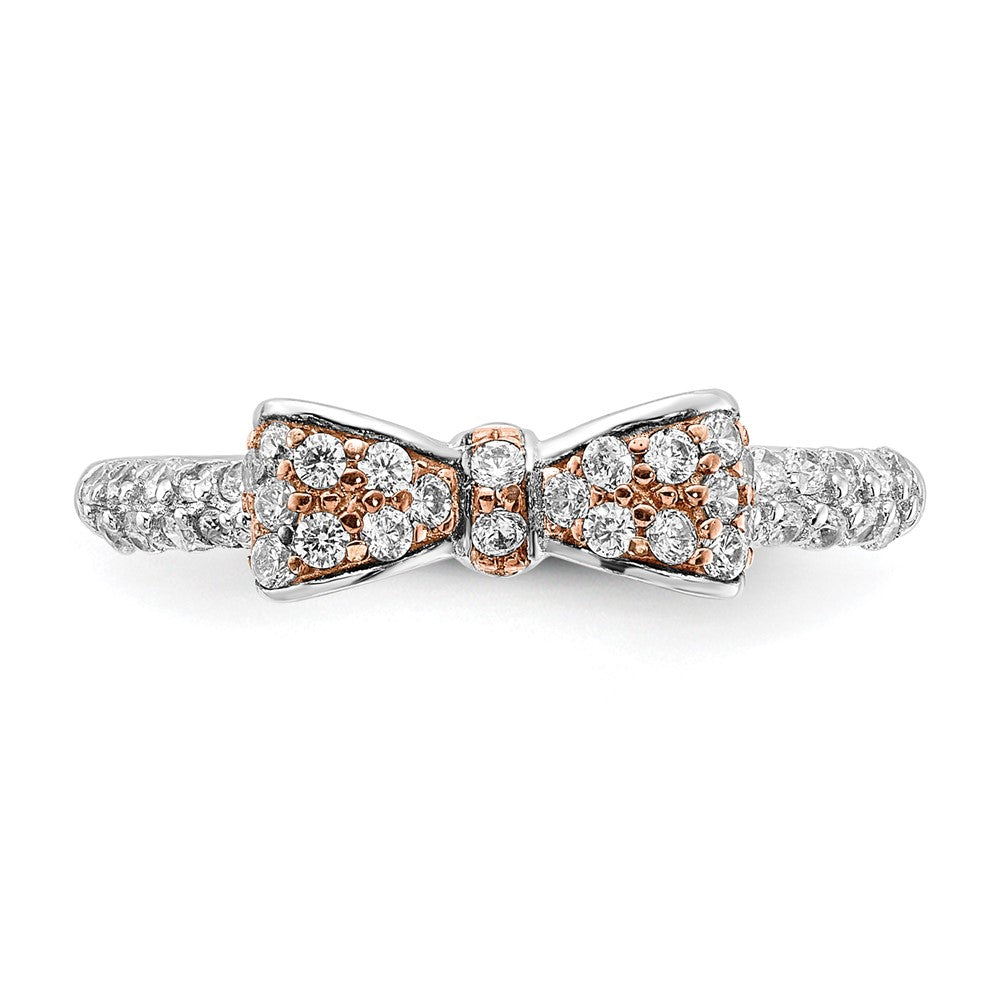 Exclusive Cheryl M Polished CZ Bow Ring | Stylish Sterling Silver & Rose Gold