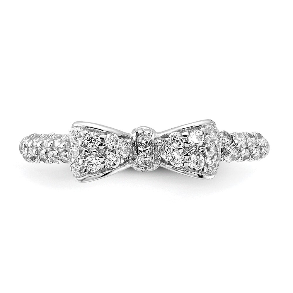 High-Quality Cheryl M Polished CZ Bow Ring | Stylish Sterling Silver & Rhodium