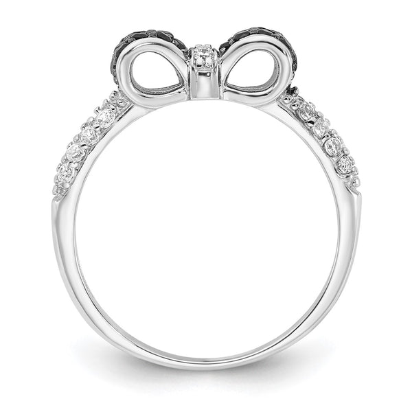 Rhodium-Plated Sterling Silver Ring with CZ Stones