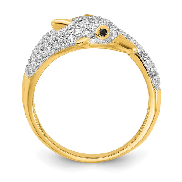 Cheryl M Dolphin Ring in Polished Sterling Silver & CZs