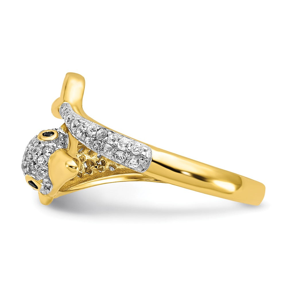 Exclusive Cheryl M Polished Sterling Silver Dolphin Ring | Stylish Gold-Plated Accents & CZs