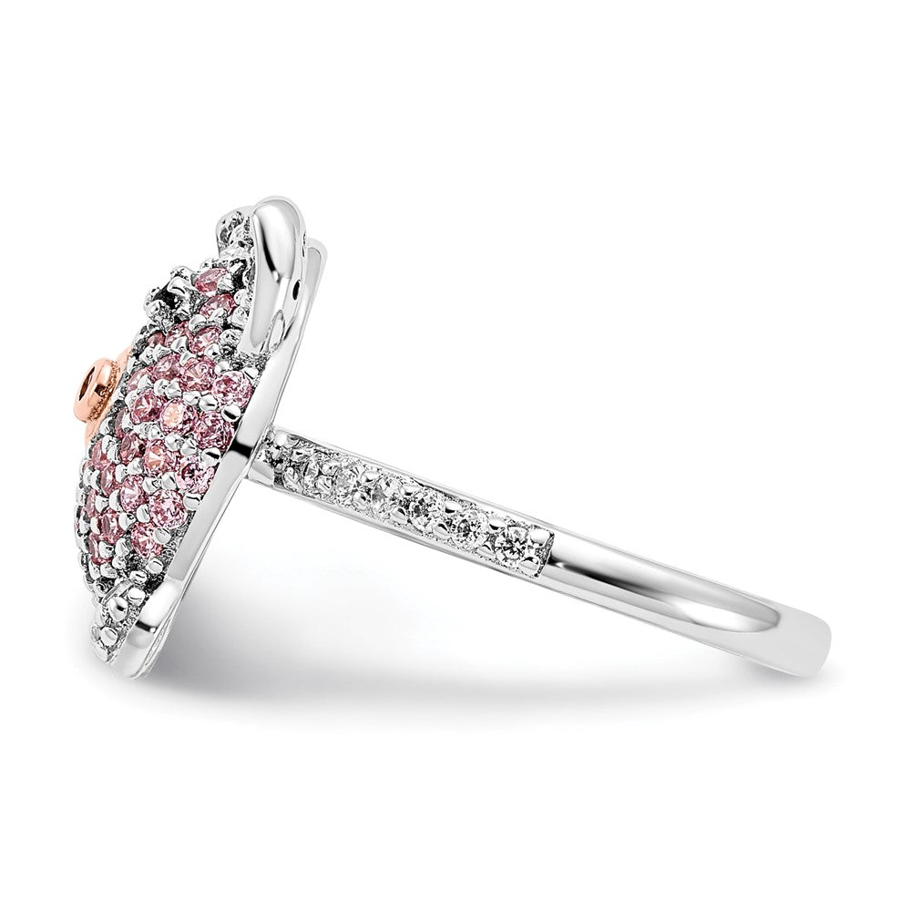 Buy Stylish Cheryl M Sterling Silver & Rose Gold-Plated Multicolor CZ Pig Ring