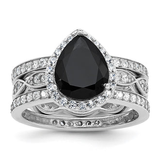 Shop High-Quality Cheryl M Sterling Silver Teardrop Halo Ring Set - Stylish CZ
