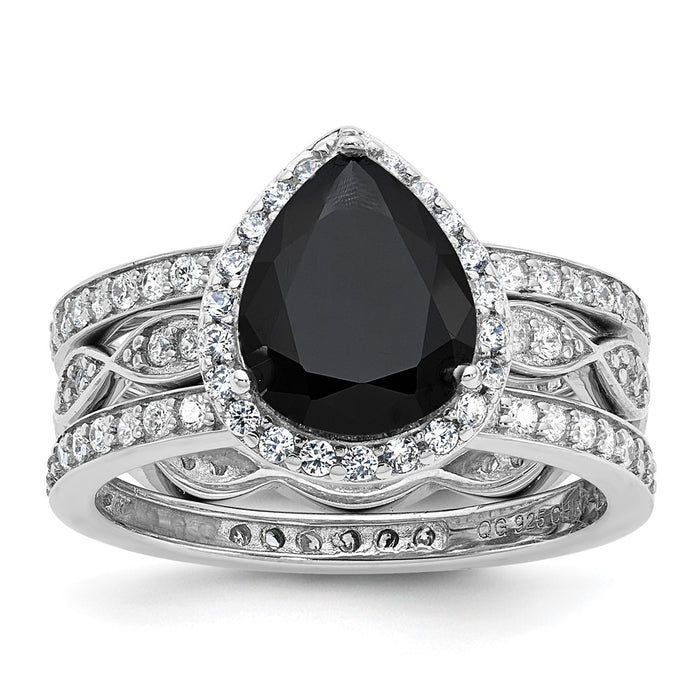 High-Quality Cheryl M Teardrop Halo Trio Ring Set - 14K Gold, Affordable Style-1
