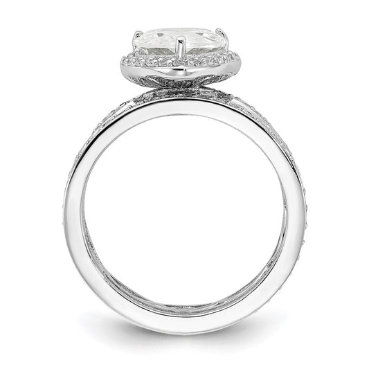 Buy Exclusive Cheryl M Sterling Silver CZ Teardrop Halo Trio Ring Set
