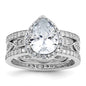 Shop Stylish Cheryl M Sterling Silver Rhodium-Plated CZ Teardrop Ring Set-1