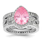Exclusive 3-Piece Teardrop Ring Set: Rhodium-Plated Sterling Silver, CZ Luxury-1