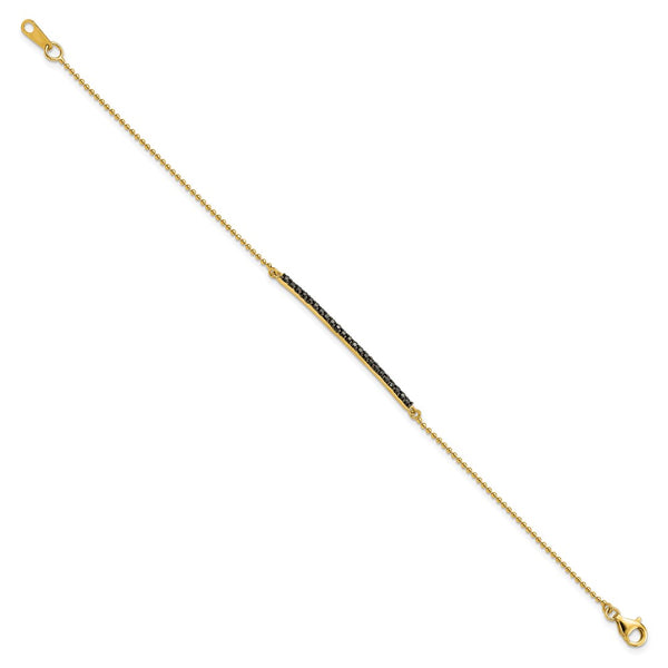 7-Inch Cheryl M Sterling Silver & Gold-Plated CZ Bar Bracelet