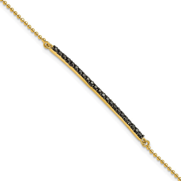 7-Inch Cheryl M Sterling Silver & Gold-Plated CZ Bar Bracelet