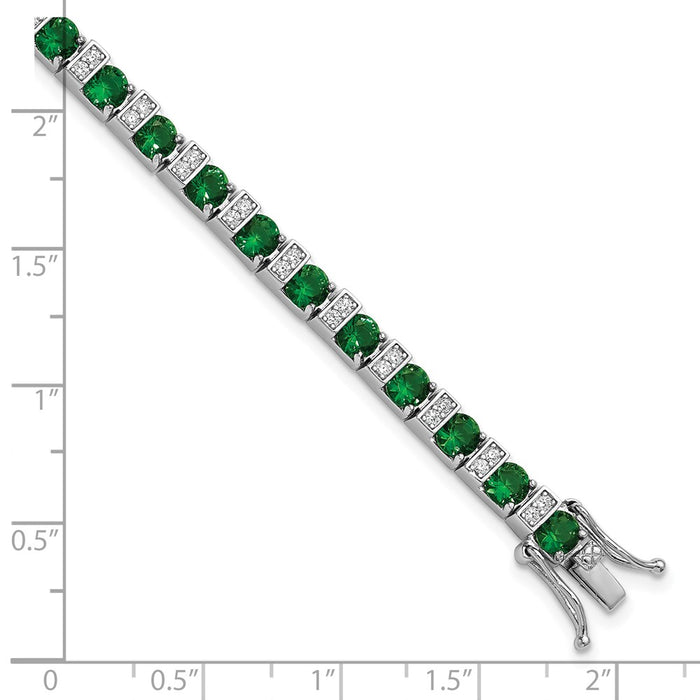 Shop Stylish 7.25 Inch Sterling Silver Rhodium-Plated Bracelet with Green Glass-6