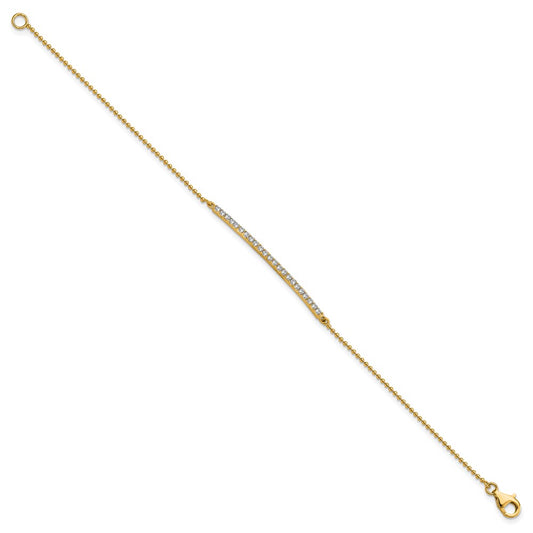 Buy Stylish 7-Inch Polished Sterling Silver & Gold-Plated Beaded CZ Bracelet