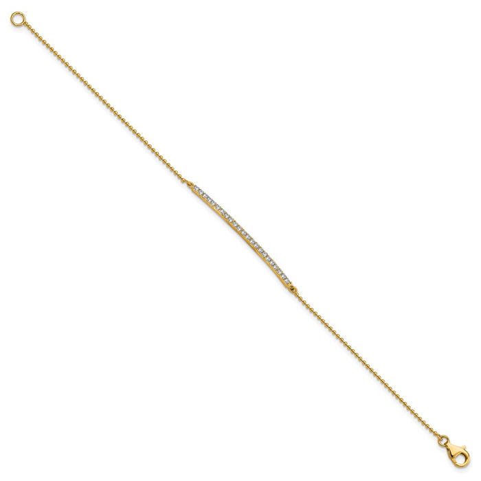 Buy Stylish 7-Inch Polished Sterling Silver & Gold-Plated Beaded CZ Bracelet-2