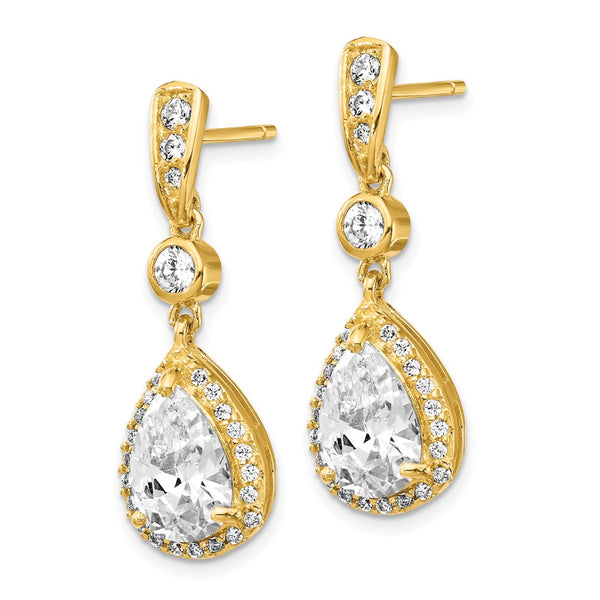 Cheryl M Sterling Silver Gold-Plated Teardrop Earrings, CZ