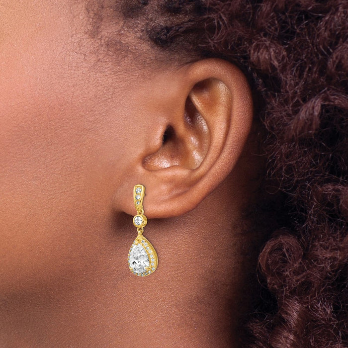 Buy Exclusive Cheryl M Sterling Silver Gold-Plated Teardrop Earrings, Stylish CZ-3