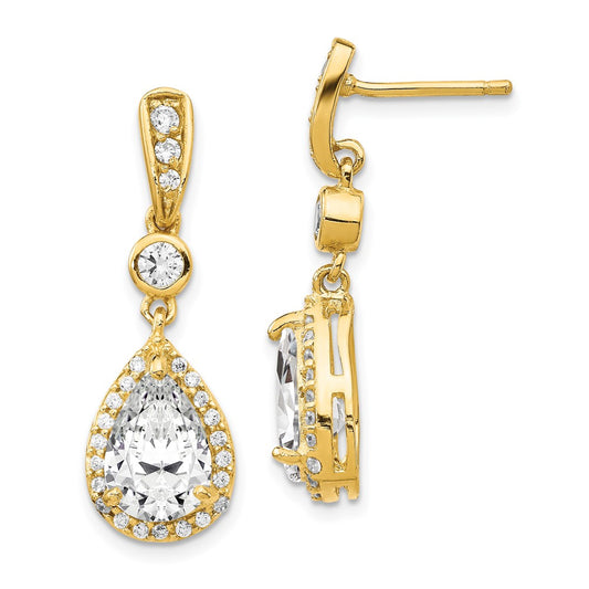 Buy Exclusive Cheryl M Sterling Silver Gold-Plated Teardrop Earrings, Stylish CZ