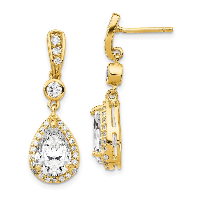 Buy Exclusive Cheryl M Sterling Silver Gold-Plated Teardrop Earrings, Stylish CZ-1