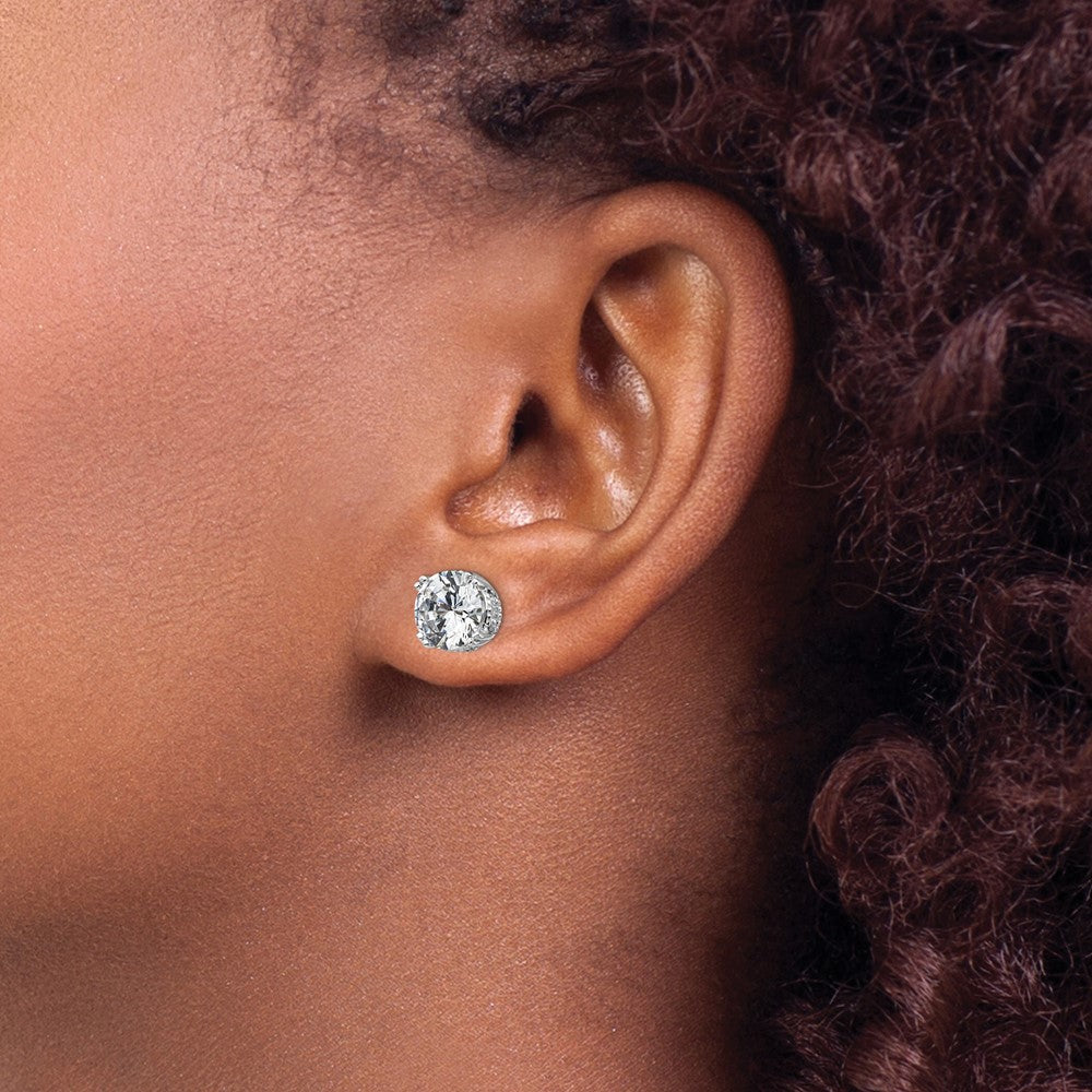 Buy Exclusive 8mm Brilliant-Cut CZ Stud Earrings in Rhodium-Plated Sterling Silver