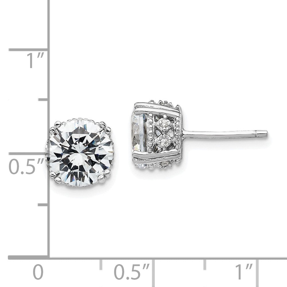 Buy Exclusive 8mm Brilliant-Cut CZ Stud Earrings in Rhodium-Plated Sterling Silver