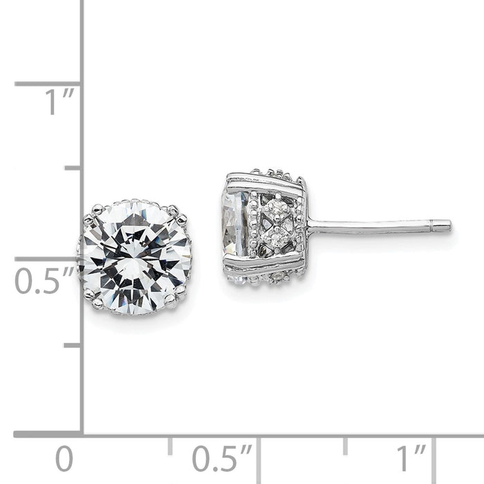Buy Exclusive 8mm Brilliant-Cut CZ Stud Earrings in Rhodium-Plated Sterling Silver-4