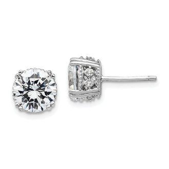 Buy Exclusive 8mm Brilliant-Cut CZ Stud Earrings in Rhodium-Plated Sterling Silver