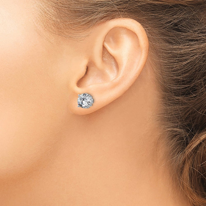 Buy Exclusive 8mm Brilliant-Cut CZ Stud Earrings in Rhodium-Plated Silver - Luxury Value!-3
