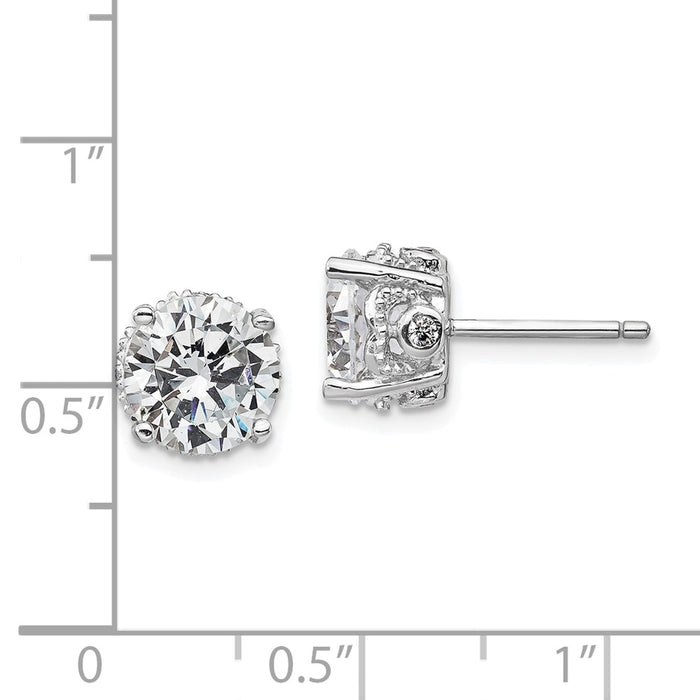 Buy Exclusive 8mm Brilliant-Cut CZ Stud Earrings in Rhodium-Plated Silver - Luxury Value!-4
