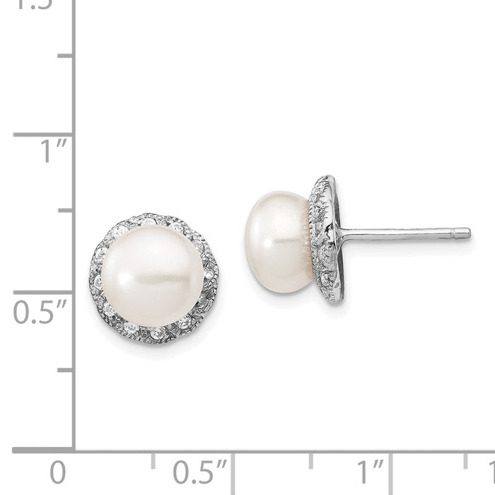 Buy Stylish Cheryl M Sterling Silver Pearl & CZ Stud Earrings, 8mm, Luxury Look-4