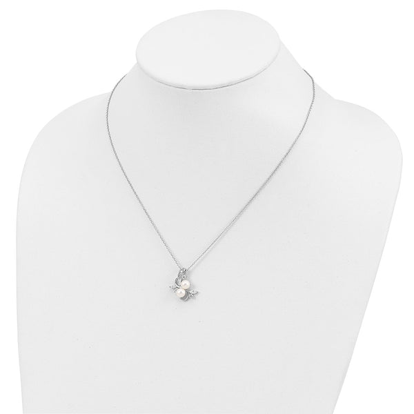 Cheryl M 18-Inch Sterling Silver Necklace with Pearls & CZ