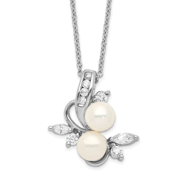 Cheryl M 18-Inch Sterling Silver Necklace with Pearls & CZ