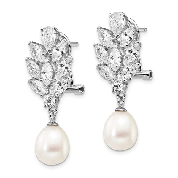 Cheryl M Sterling Silver Teardrop Earrings - Pearls CZs