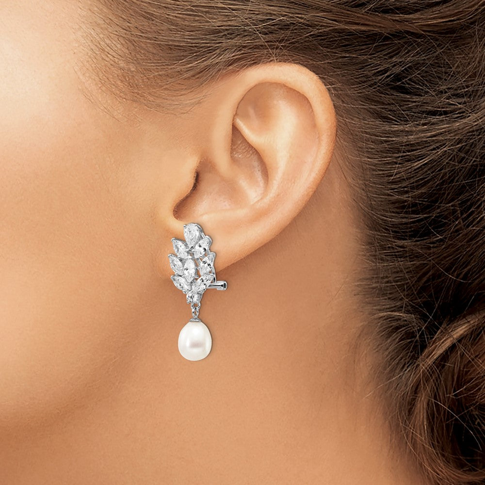 High-Quality Cheryl M Sterling Silver Teardrop Earrings - Stylish Pearls & CZs