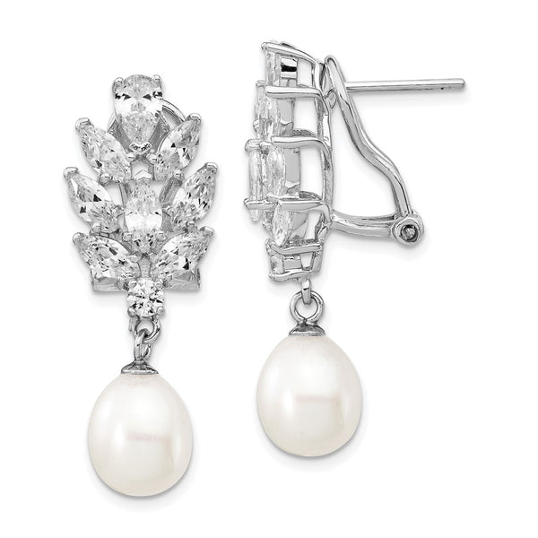Cheryl M Sterling Silver Teardrop Earrings - Pearls CZs