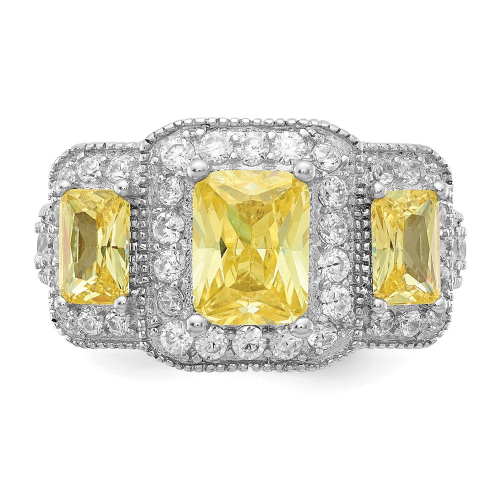 Order Stylish Cheryl M 3-Stone Ring in Rhodium-Plated Sterling Silver, CZs