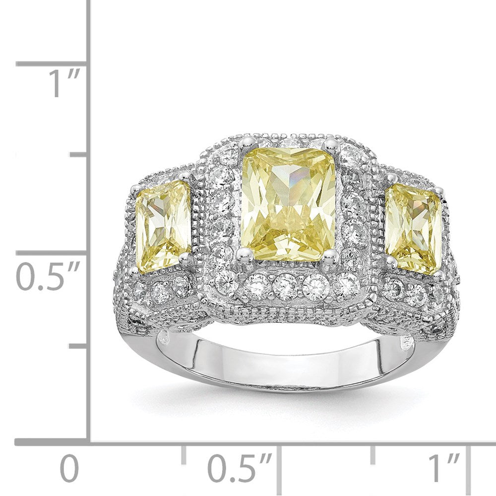 Exclusive Cheryl M  Sterling Silver 3-Stone Ring | 14K Rhodium-Plated Value!