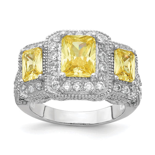 Order Stylish Cheryl M 3-Stone Ring in Rhodium-Plated Sterling Silver, CZs