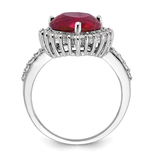 Cheryl M 100-Facet Lab-Created Ruby & CZ Heart Halo Ring