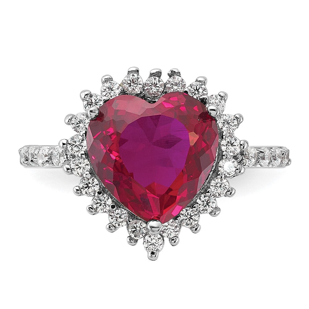Buy Stylish Cheryl M Sterling Silver Heart Halo Ring with 100-Facet Ruby