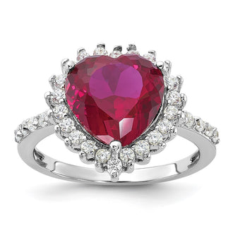 Exclusive Cheryl M 100-Facet Lab-Created Ruby & CZ Heart Halo Ring