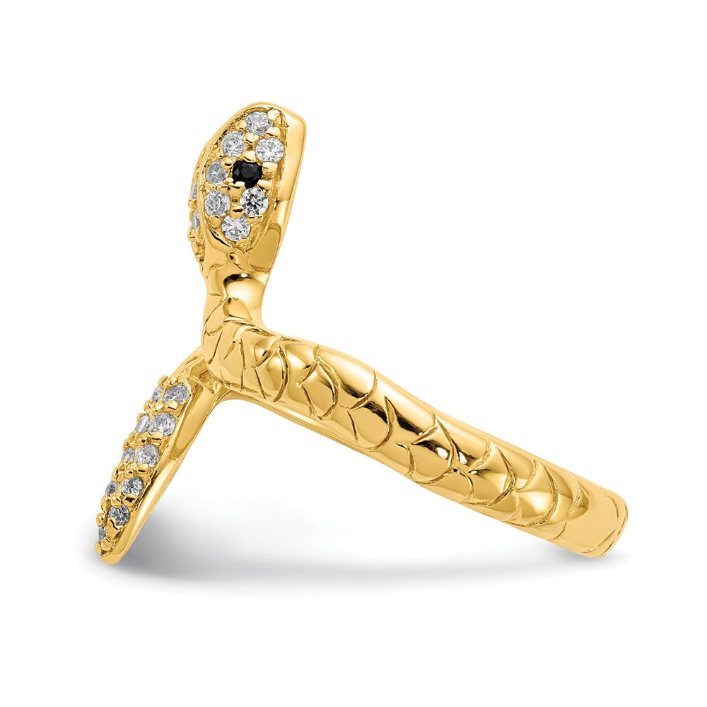 High-Quality Cheryl M Sterling Silver Gold-Plated Snake Ring | Stylish CZ Design