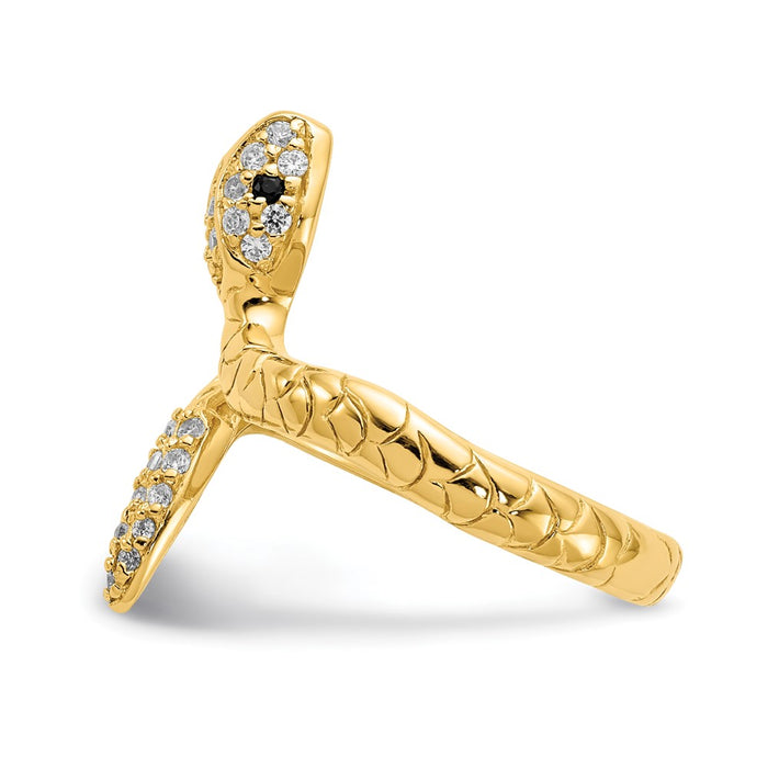 High-Quality Cheryl M Sterling Silver Gold-Plated CZ Snake Ring - Stylish Design-3